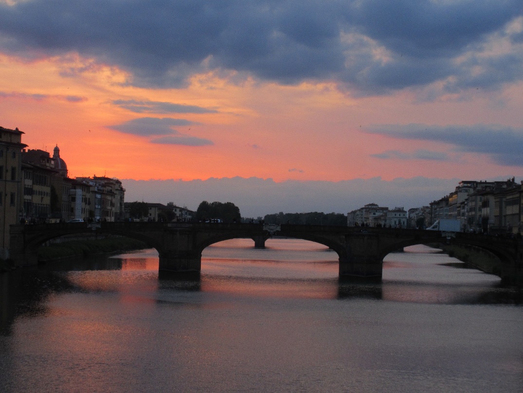 Image of stone bridges over water near Tuscany, Itally
